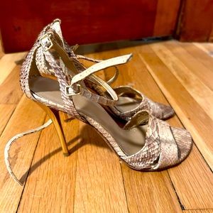 Stuart Weitzman snakeskin gold heels